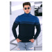 Madmext Men's Sax Color Block Turtleneck Sweater 4675
