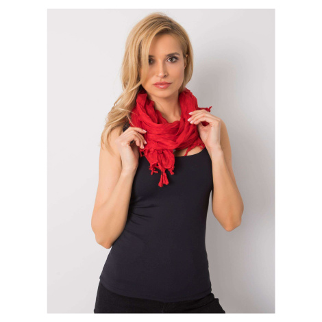 Women's red scarf with fringe