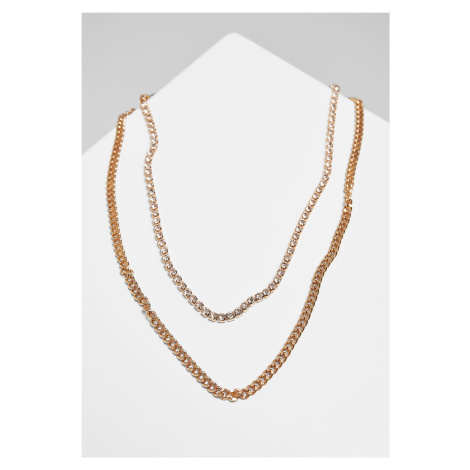 Double-layered gold diamond necklace