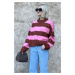 Madmext Pink Patterned Oversized Sweater