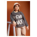 DEFACTO Girl&#39;s Oversize Fit Crew Neck Printed Sweatshirt