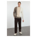 Trendyol Beige Men's Crew Neck Knitted Panelled Color Block Knitwear Sweater