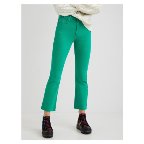 Green Womens Shortened Bootcut Jeans Desigual Lainta - Women