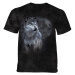 Pánske batikované tričko The Mountain - WINTER'S EVE WOLF - vlci - čierne