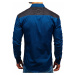 Modrá pánska vzorovaná riflová košeľa s dlhými rukávmi BOLF 0517