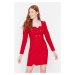 Trendyol Red Mini Button Detailed Woven Woven Dress