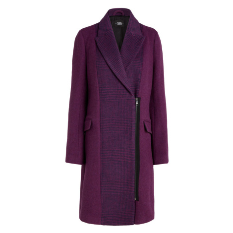 Kabát Karl Lagerfeld Contrast Panel Zip Coat Fialová