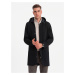 Ombre Men's hooded coat in fine pinstripe - black