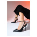 LuviShoes UBUNTU Black Skin Women's Pointed Toe High Heels Shoes