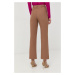 Nohavice Bardot dámske, hnedá farba, rovné, vysoký pás