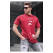 Madmext Crew Neck Regular Fit Men's Claret Red Patterned T-Shirt 6115