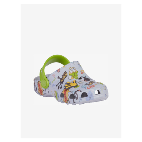 Svetlošedé detské vzorované papuče Coqui Little Frog