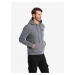 Ombre Men's kangaroo sweatshirt with hood and metal pin - grey