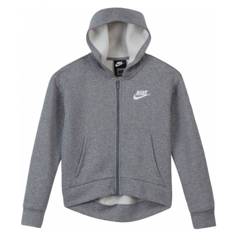Nike Sportswear Tepláková bunda  sivá melírovaná / biela