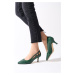 Mio Gusto Marion Green Color Women's Short Heeled Shoes