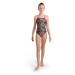 Arena girls swimsuit lightdrop back allover freak rose/black/multi 5xs