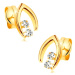 Diamantové náušnice v žltom 14K zlate - dvojica briliantov v špicatej podkovičke