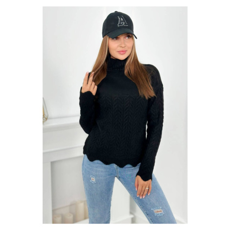 Black sweater with decorative ruffle