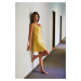 Trendyol Yellow Lace-Up Collar Nightgown With Back Detailed Satin Woven