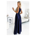 Elegantné tmavomodré maxi šaty DANIELE 299-12 dark blue