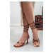 NİŞANTAŞI SHOES Women's Spark Brown Ankle Ties Heeled Sandals