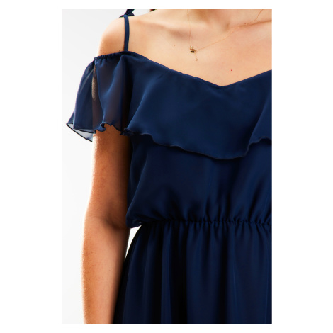 Awama Woman's Dress A573 Navy Blue