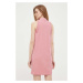Bavlnené šaty Colmar ružová farba, mini, rovný strih