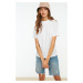 Trendyol White 100% Cotton Basic Stand-Up Collar Knitted T-shirt