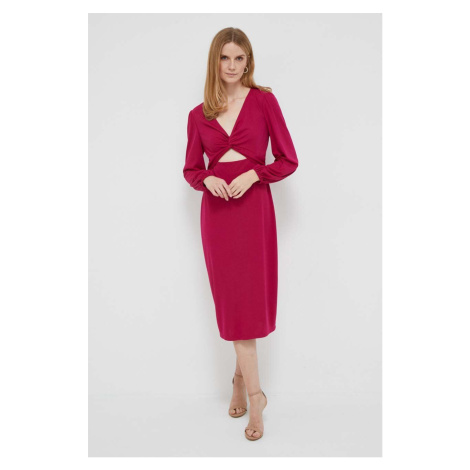 Šaty Lauren Ralph Lauren ružová farba, midi, rovný strih