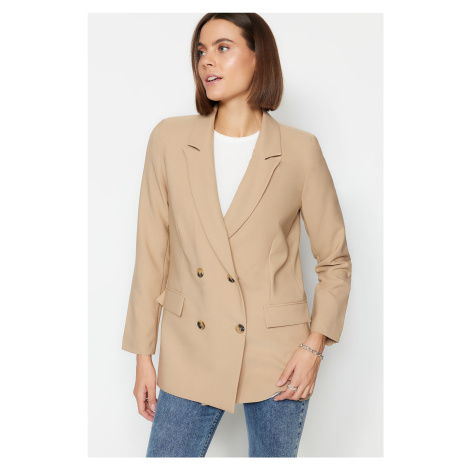 Trendyol Mink Oversize Lined Double Breasted Closure Woven Blazer Jacket
