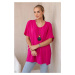 Oversized blouse with fuchsia-colored pendant