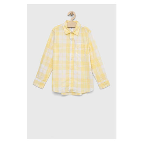 Detská bavlnená košeľa GAP žltá farba