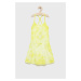 Dievčenské bavlnené šaty United Colors of Benetton žltá farba, midi, rovný strih