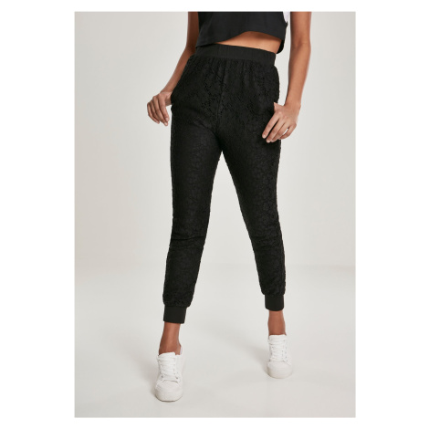 Women's Lace Jersey Jog Pants Black Urban Classics