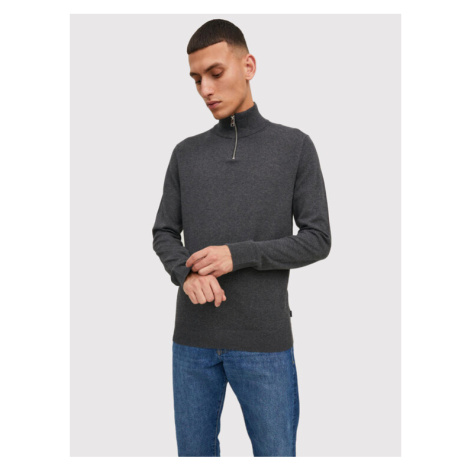 Jack&Jones Sveter Emil 12189339 Sivá Regular Fit Jack & Jones