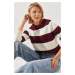 Bianco Lucci Women's Striped Sweater Raglan