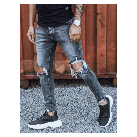 Tmavo-sivé trendové džínsy DStreet