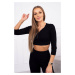 Žebrovaný crop top set v černé barvě UNI