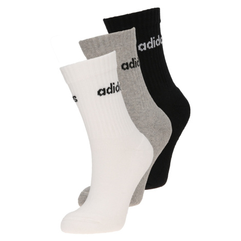ADIDAS SPORTSWEAR Športové ponožky 'Linear Crew Cushioned'  sivá / čierna / biela