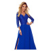 Elegantní dlouhé krajkové dámské šaty v chrpové barvě s dekoltem XXL model 8869360 - numoco