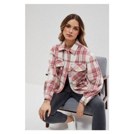 Plaid shirt jacket - pink Moodo