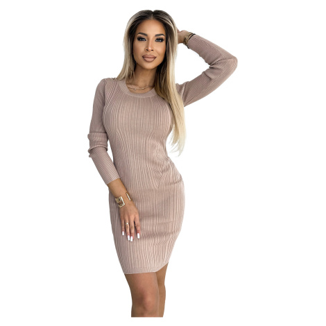 Comfortable sweater dress with lace on the back - cappuccino NUMOCO