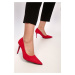 Shoeberry Women's Red Suede Classic Heeled Stilettos