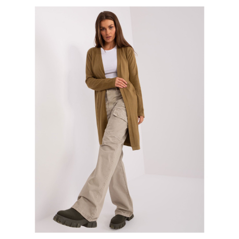 Olive green women's long sleeve cardigan