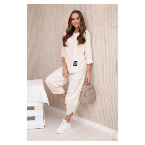 Set of sweatshirt and pants punto light beige