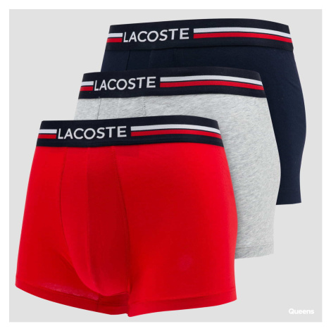 LACOSTE Iconic Cotton Stretch Boxers 3-Pack Red/ Melange Grey/ Navy