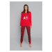 Women's St. Nicholas pyjamas, long sleeves, long legs - red/print