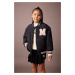 DEFACTO Girls Water Repellent Embroidered College Collar Bomber Coat