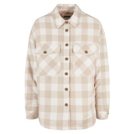 Women's flannel padded overshirt whitesand/lighttaupe Urban Classics