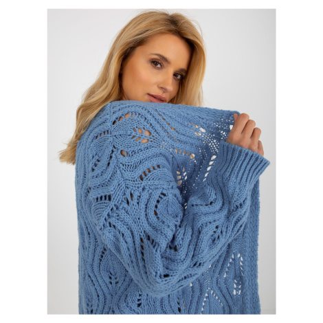 Blue openwork cardigan without fastening